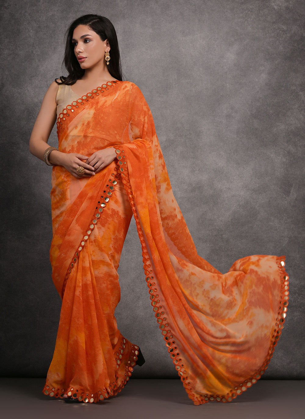 Contemporary Mirror Georgette Saree - S4734