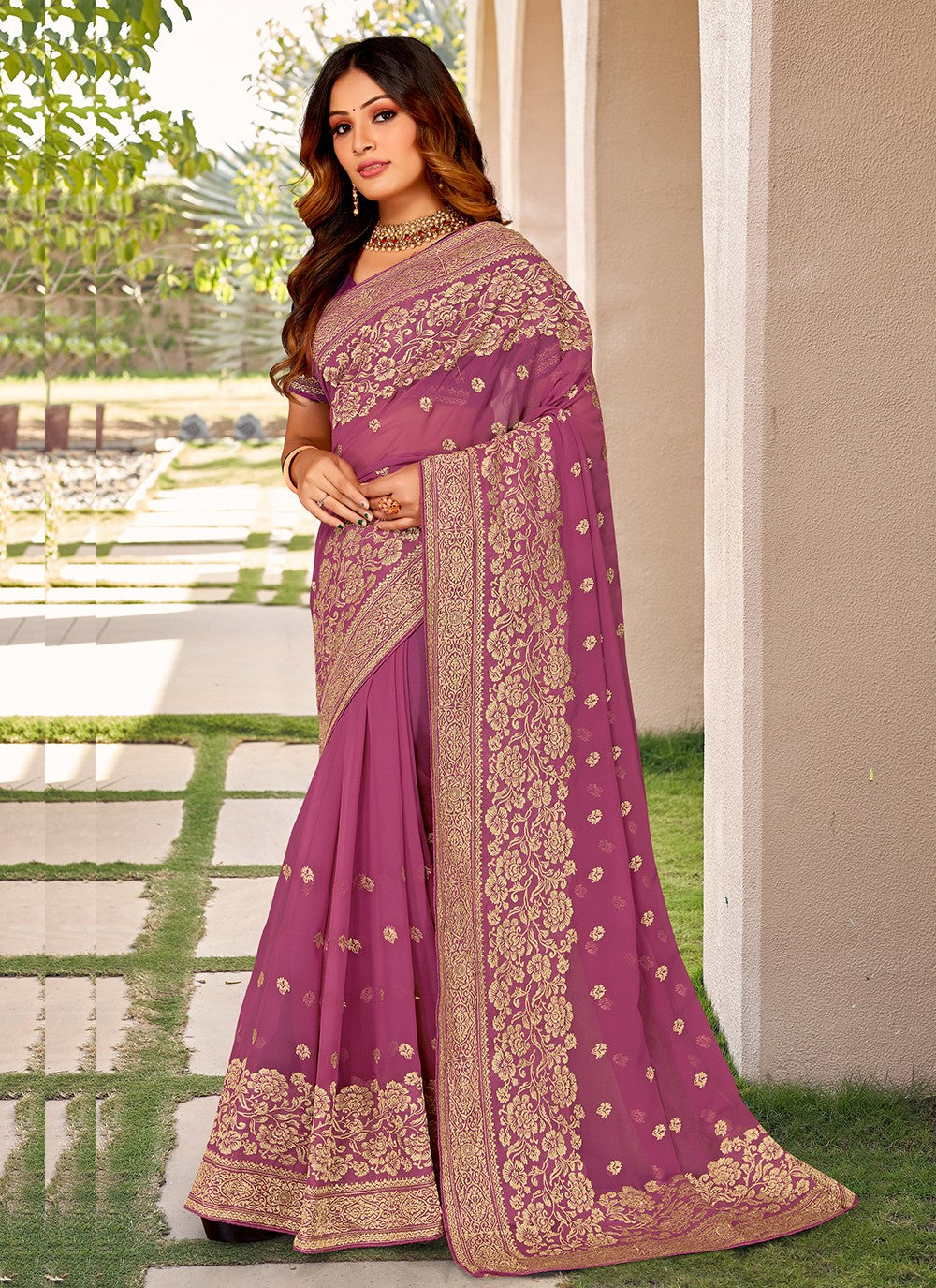 Designer Embroidered Georgette Saree - S3331