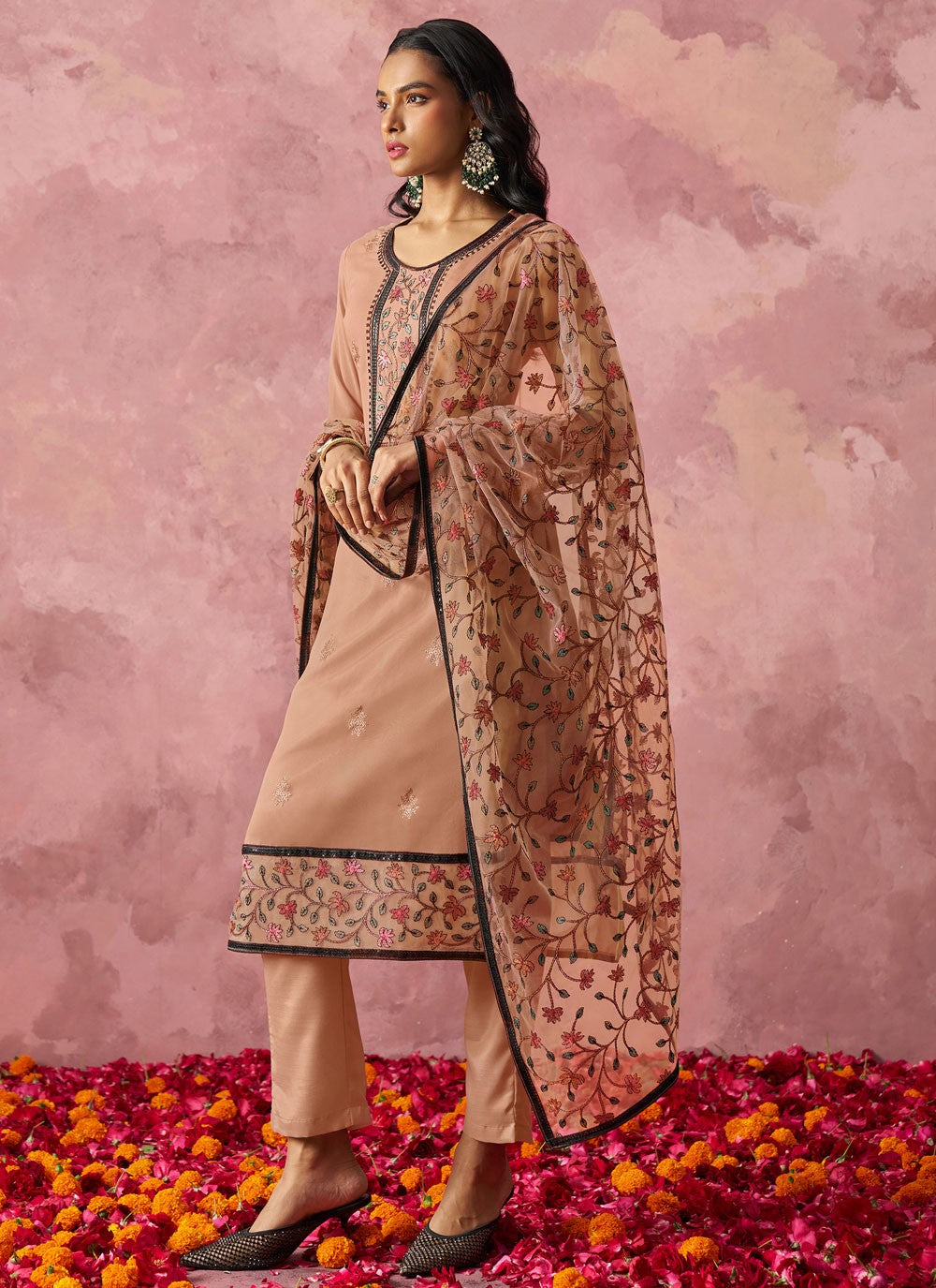 Readymade Style Embroidered Peach T7349