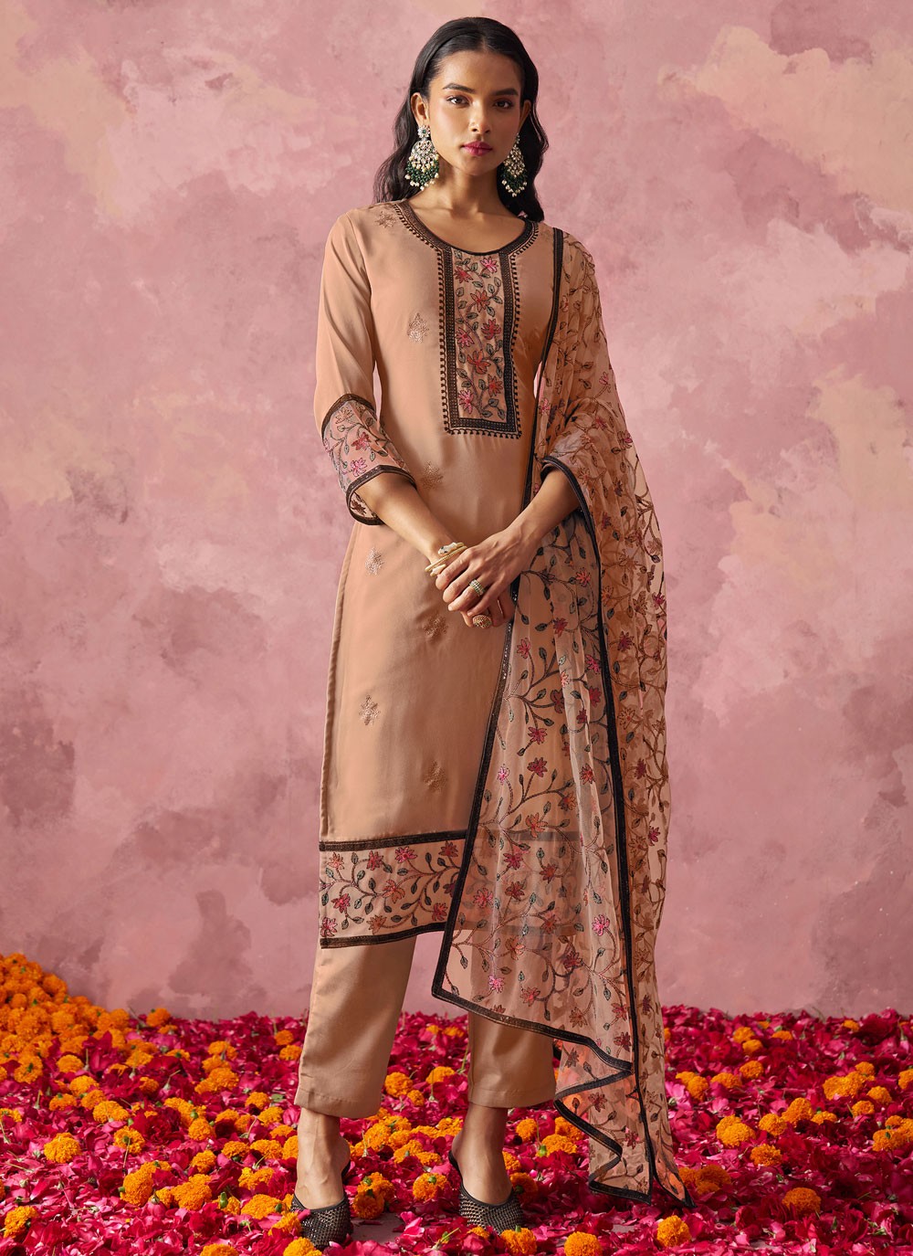 Readymade Style Embroidered Peach T7349