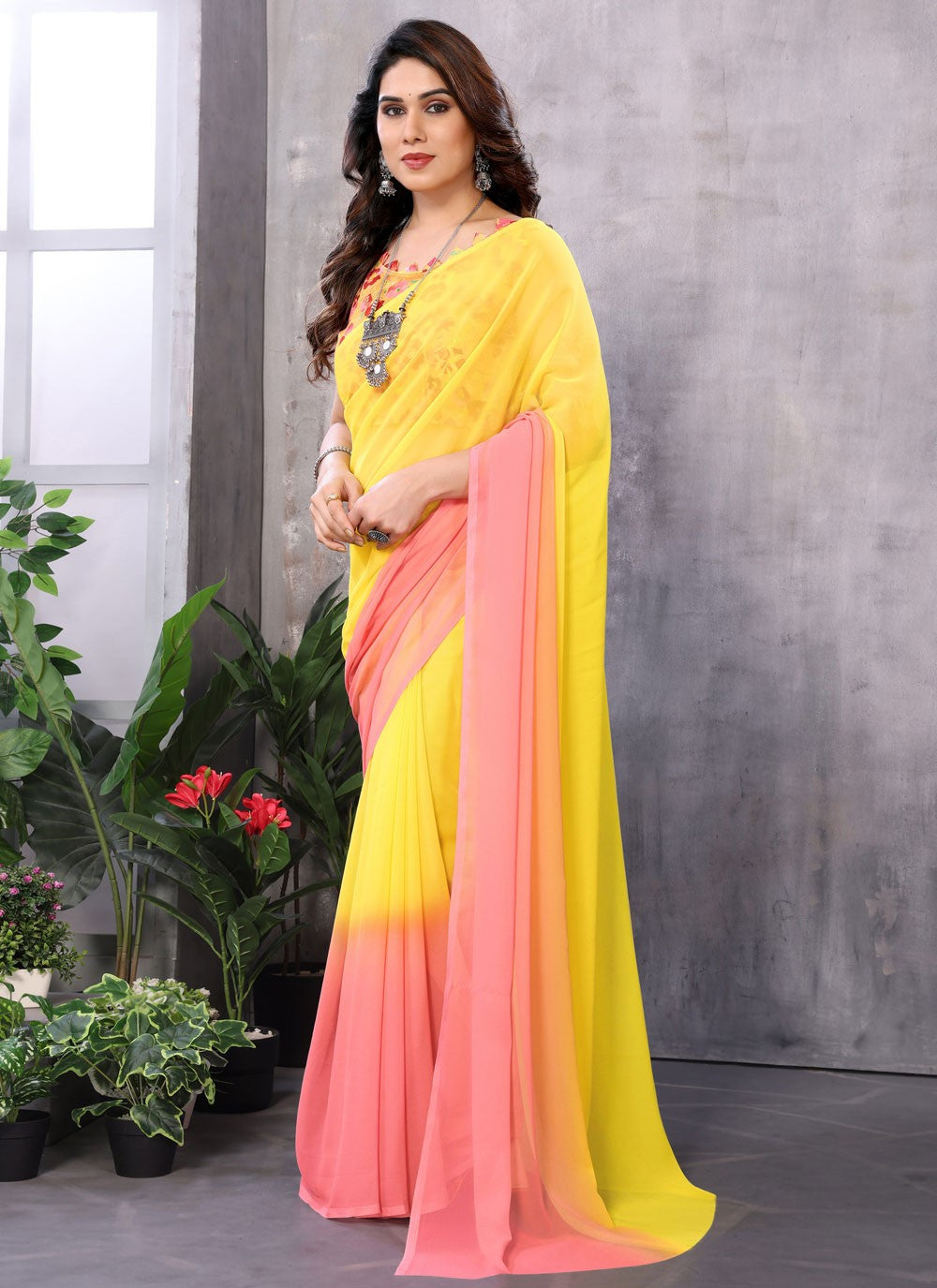 Classic Border Work Georgette Saree - S7329