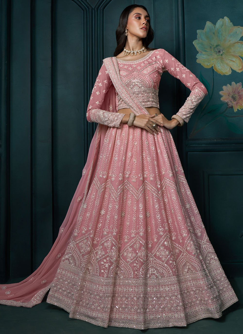 Embroidered Georgette A - Line Lehenga - L2407