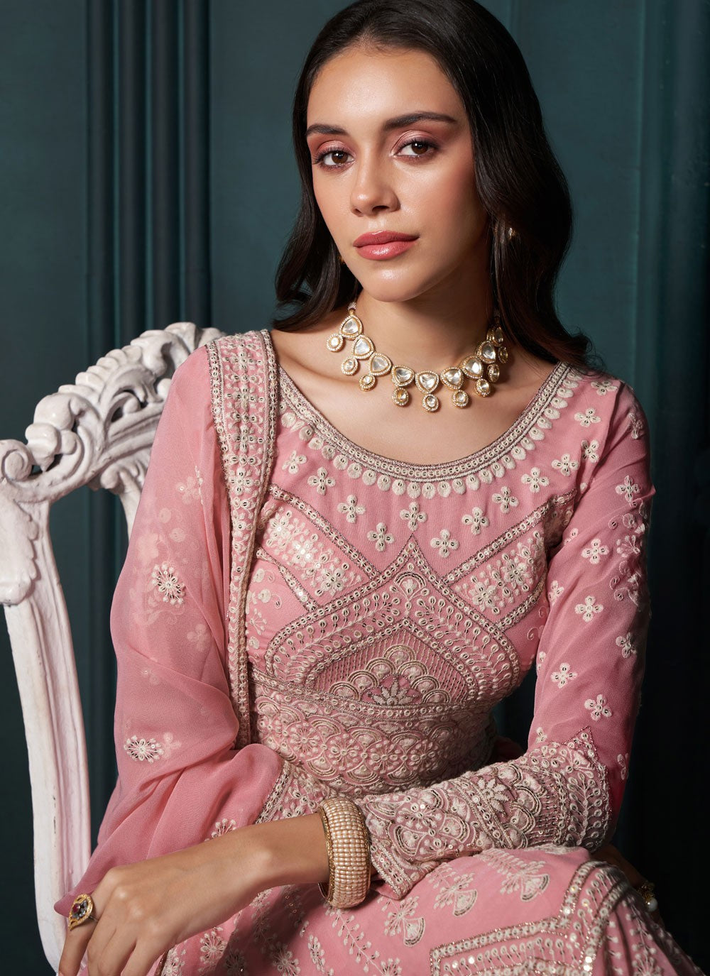 Embroidered Georgette A - Line Lehenga - L2407