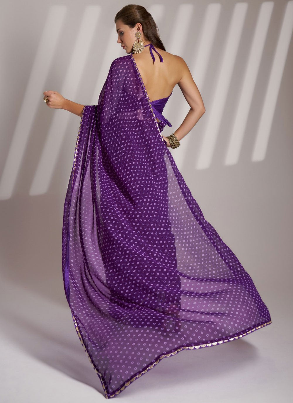 Printed Georgette Violet Saree S14209