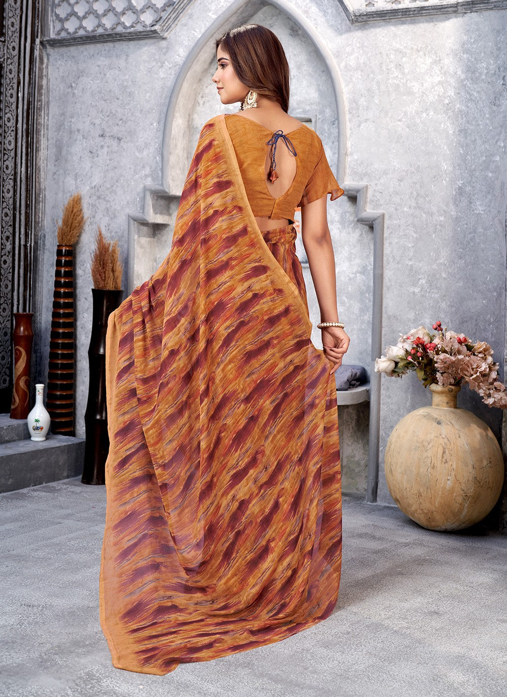 Trendy Printed Georgette Saree - S5130
