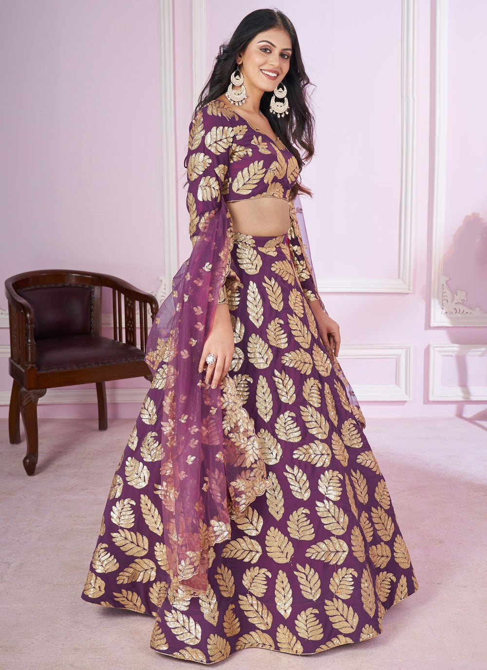 Embroidered Net A - Line Lehenga - L2142