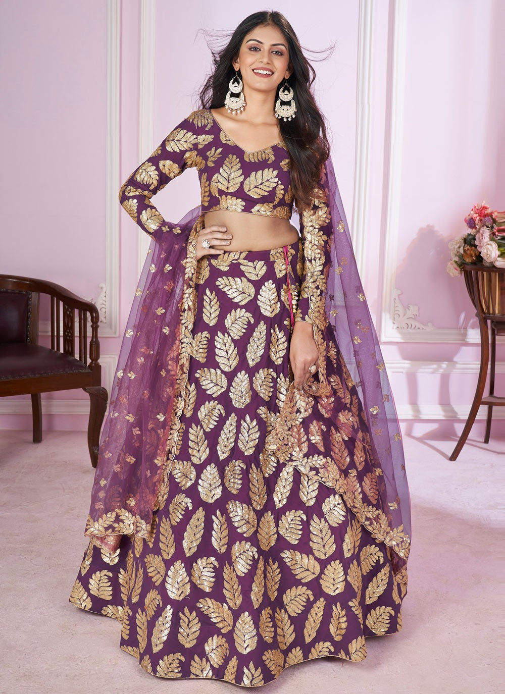 Embroidered Net A - Line Lehenga - L2142