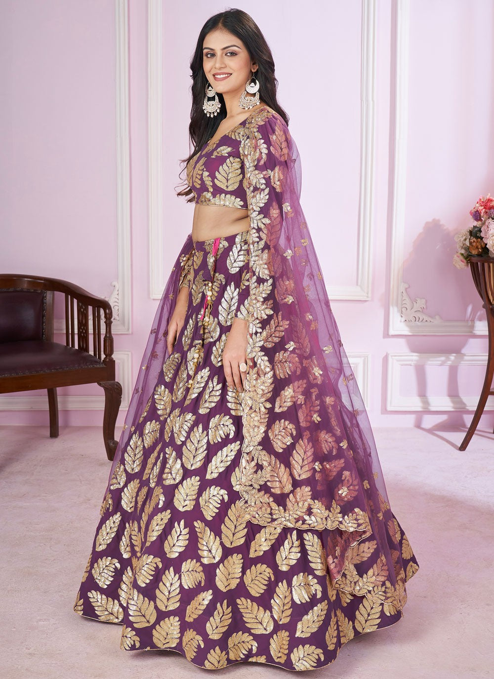 Embroidered Net A - Line Lehenga - L2142