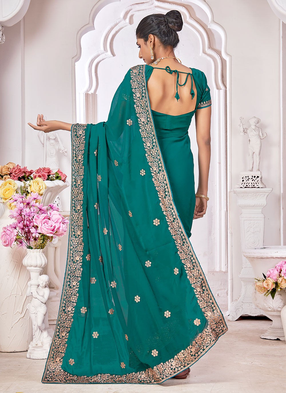Classic Embroidered Georgette Saree - S7301