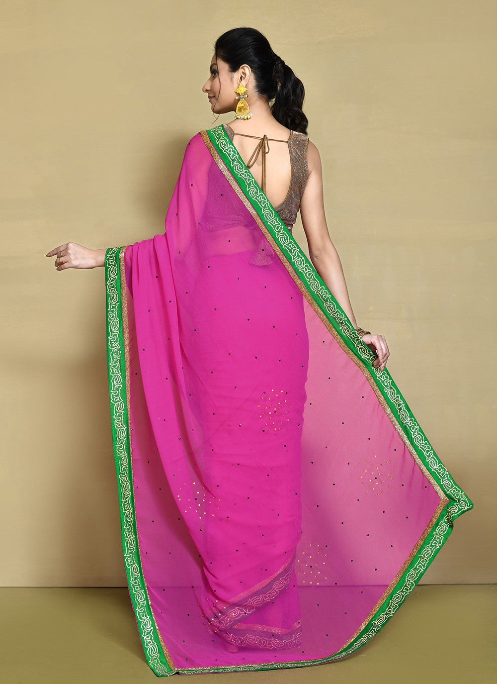 Traditional Hand Embroidery Jimmy Chu Saree - S9244