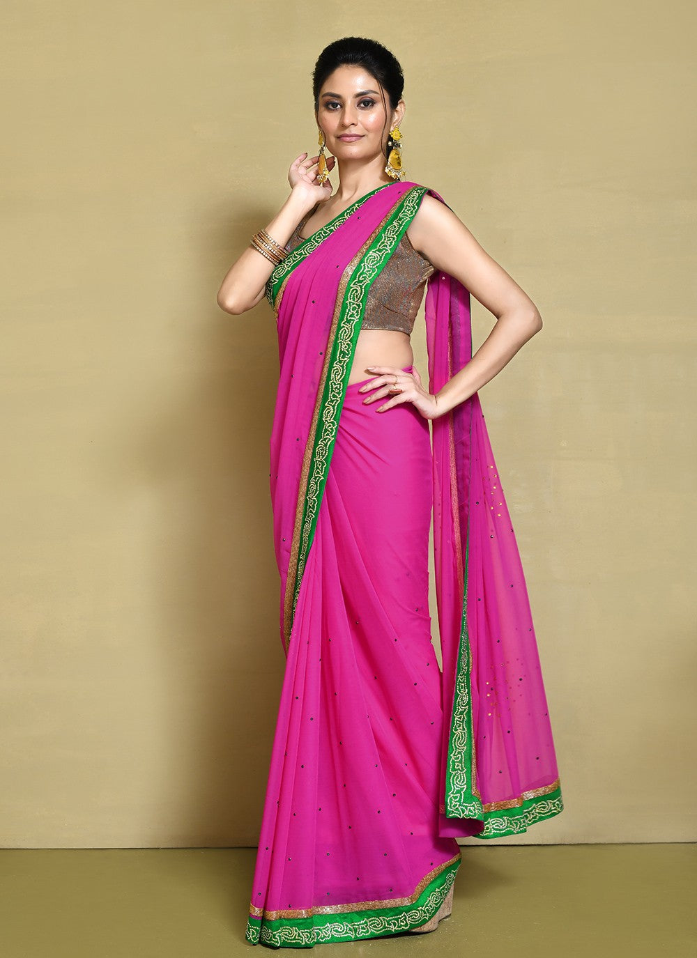 Traditional Hand Embroidery Jimmy Chu Saree - S9244