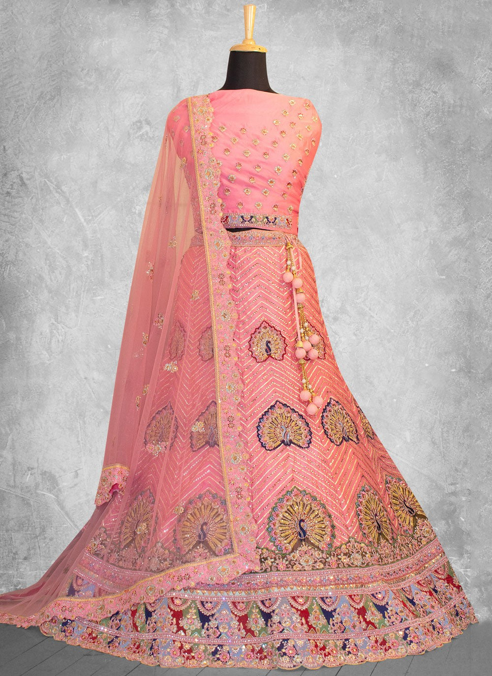 Georgette Engagement, Mehandi & Sangeet, Reception A - Line Lehenga L3596