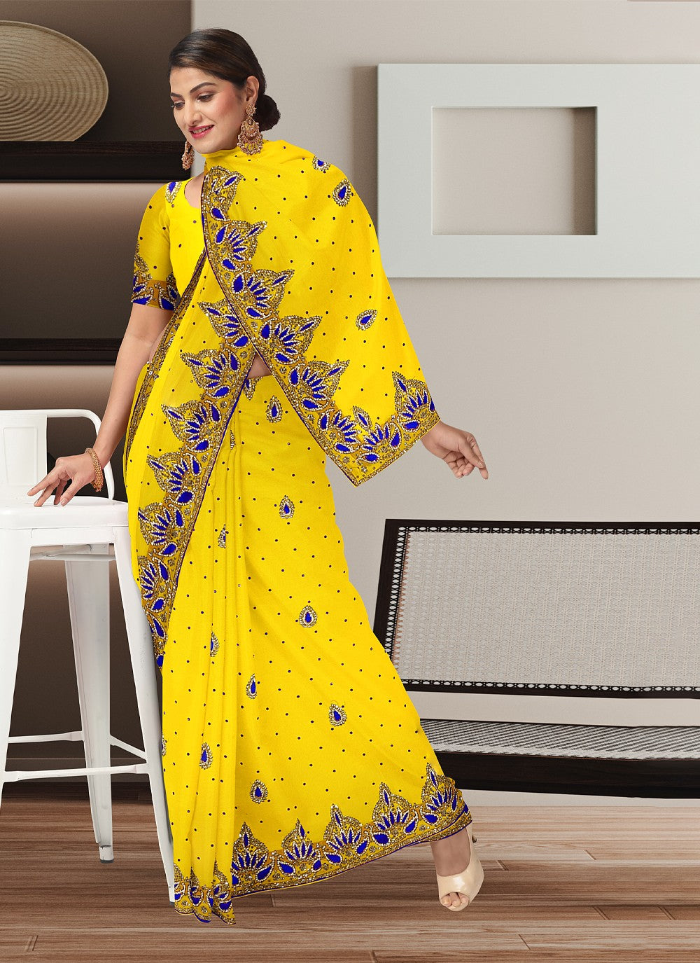 Classic Hand Embroidery Kanjivaram Silk Saree - S4109