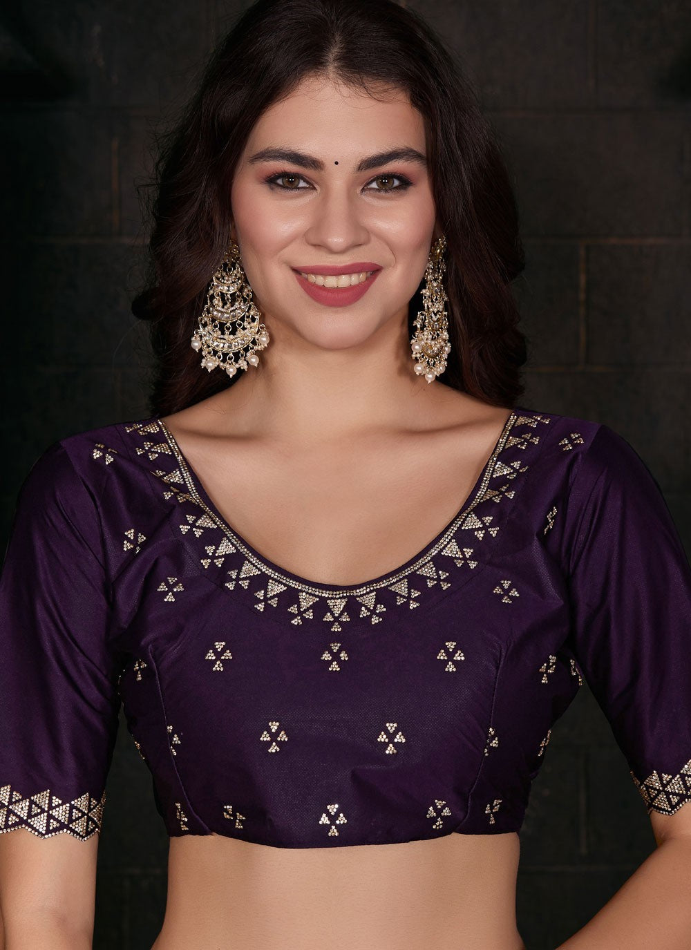 Contemporary Zircon Georgette Satin Saree - S5674