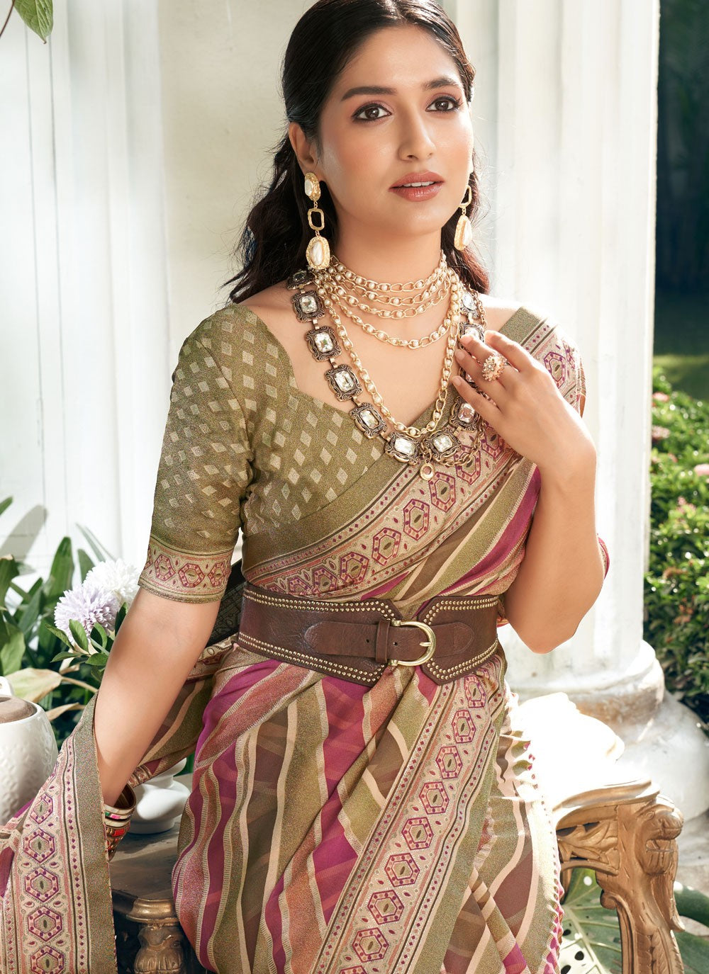 Designer Strips Multi Colour Georgette S12770