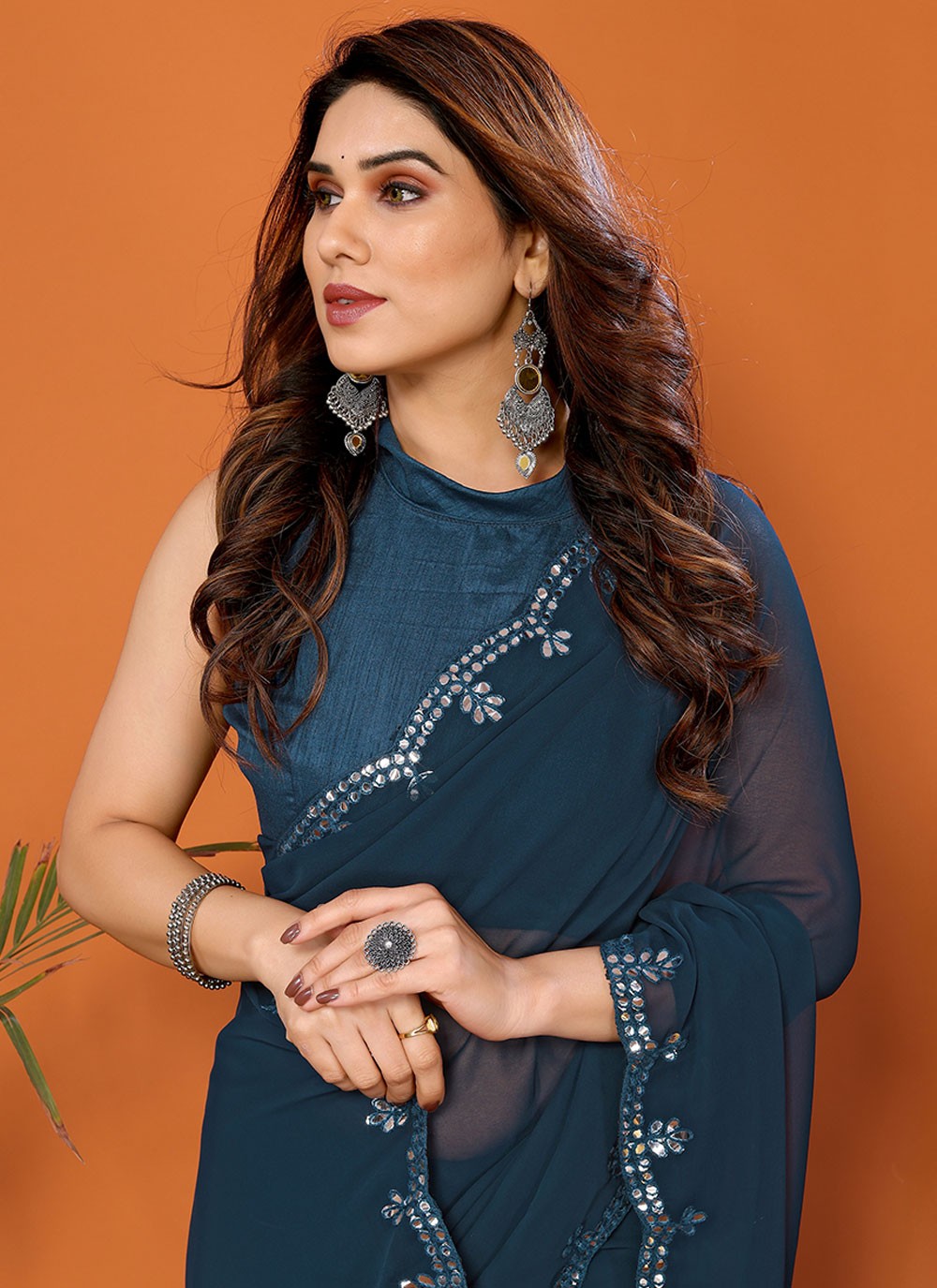 Classic Mirror Georgette Saree - S7189