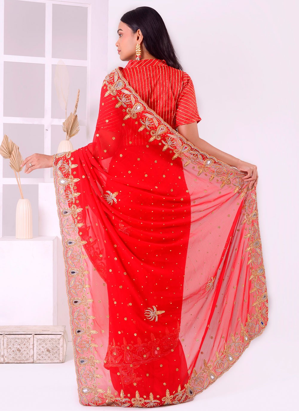 Classic Embroidered Georgette Saree - S7711