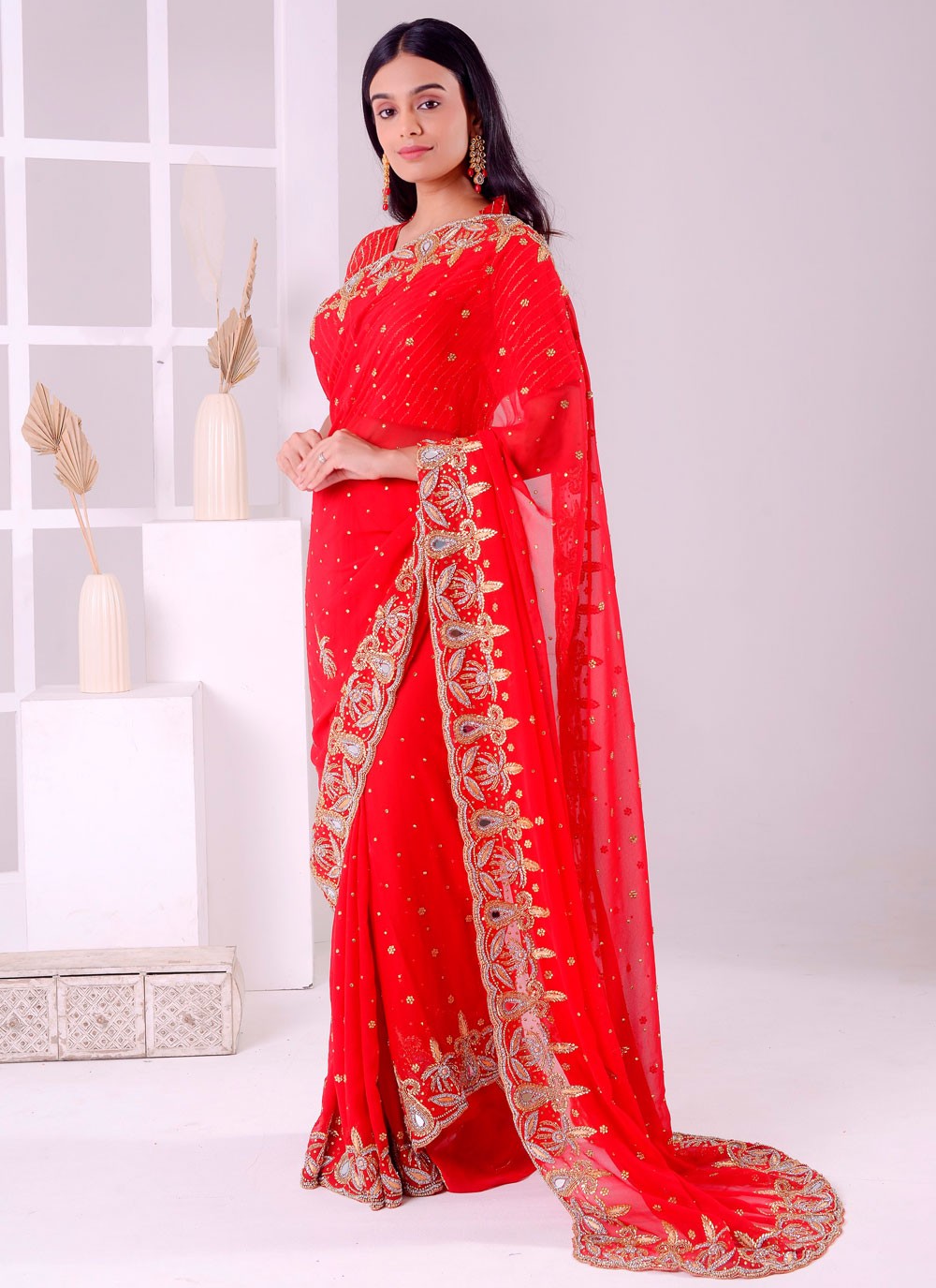 Classic Embroidered Georgette Saree - S7711