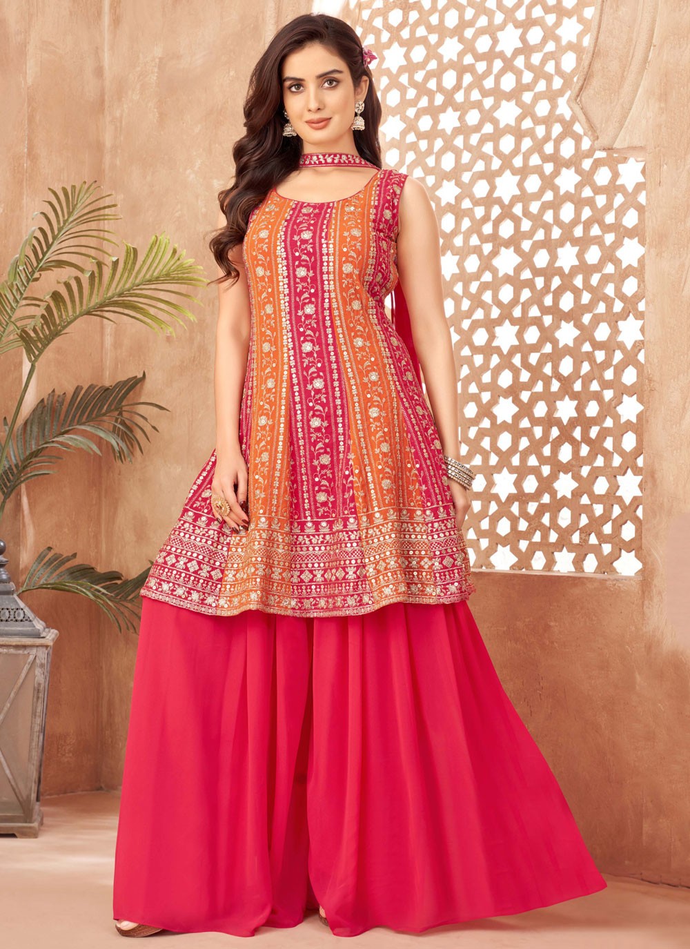 Salwar Suit Sequins Multi Colour Georgette T5564