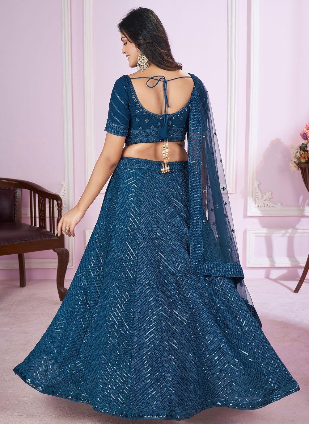 Embroidered Net A - Line Lehenga - L2142