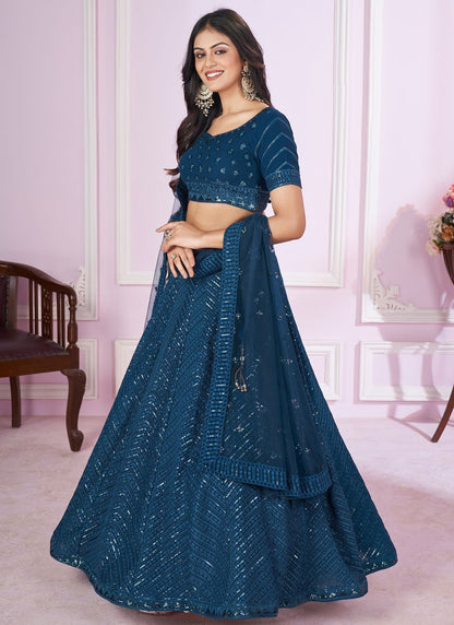 Embroidered Net A - Line Lehenga - L2142