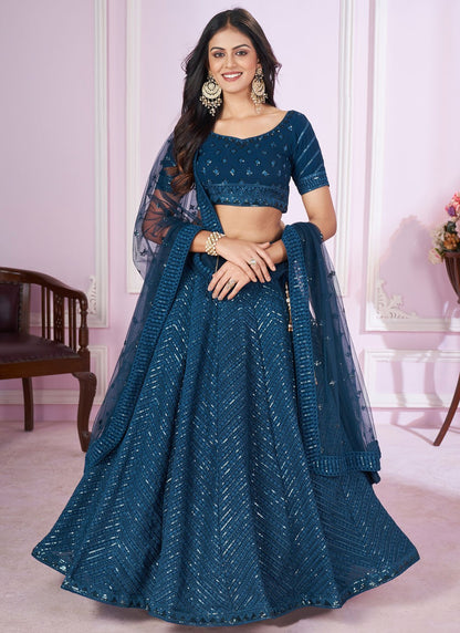Embroidered Net A - Line Lehenga - L2142