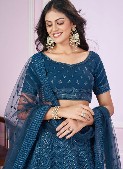 Embroidered Net A - Line Lehenga - L2142