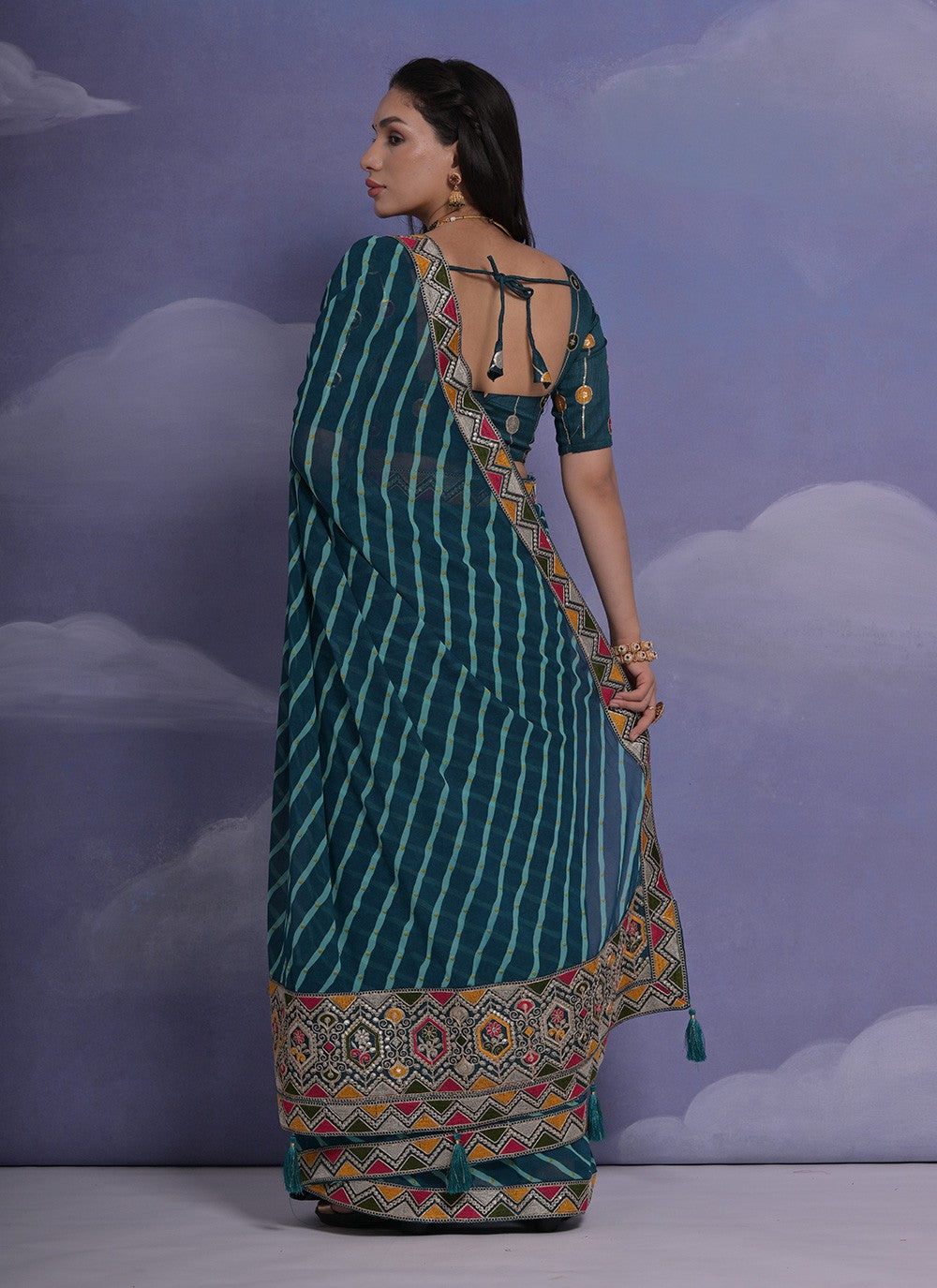 Trendy Border Work Georgette Saree - S4872
