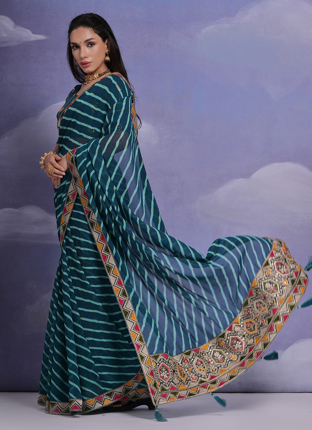 Trendy Border Work Georgette Saree - S4872