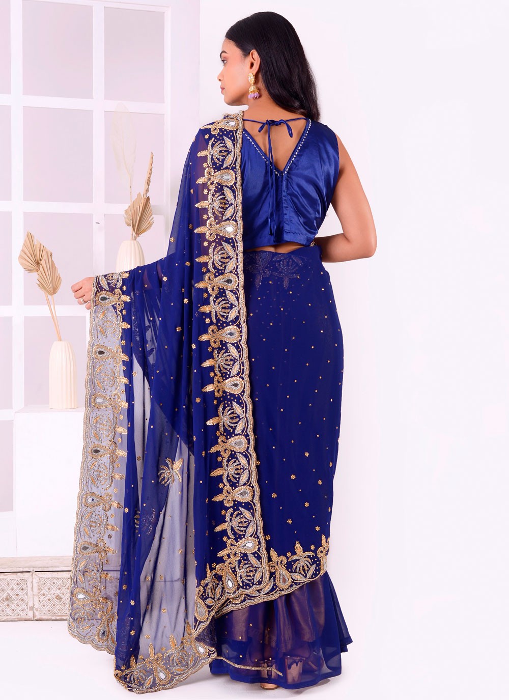 Classic Embroidered Georgette Saree - S7711