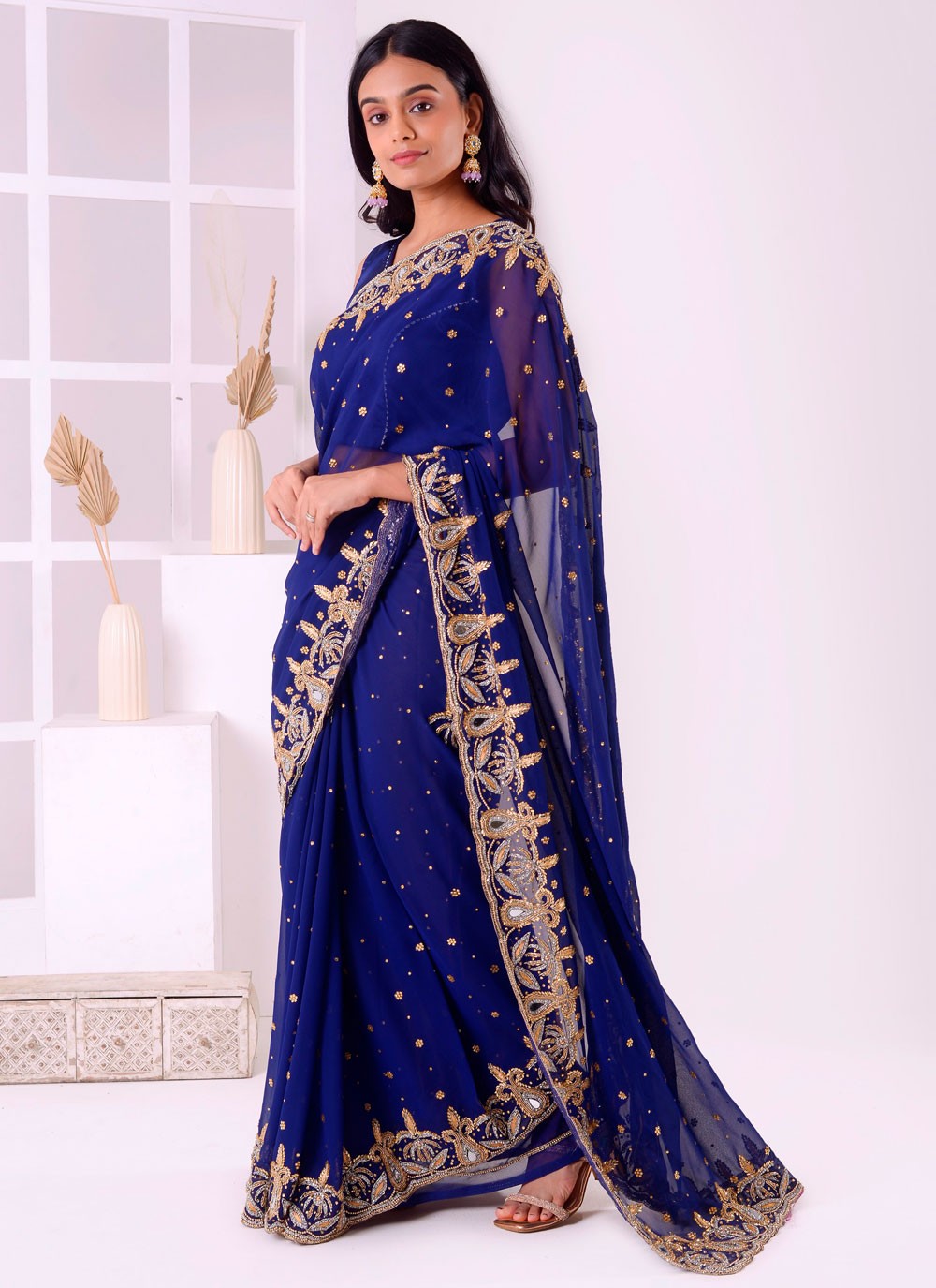 Classic Embroidered Georgette Saree - S7711