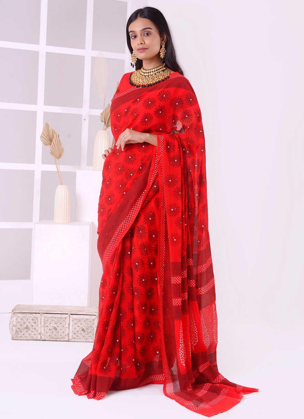 Classic Border Work Georgette Saree - S7887