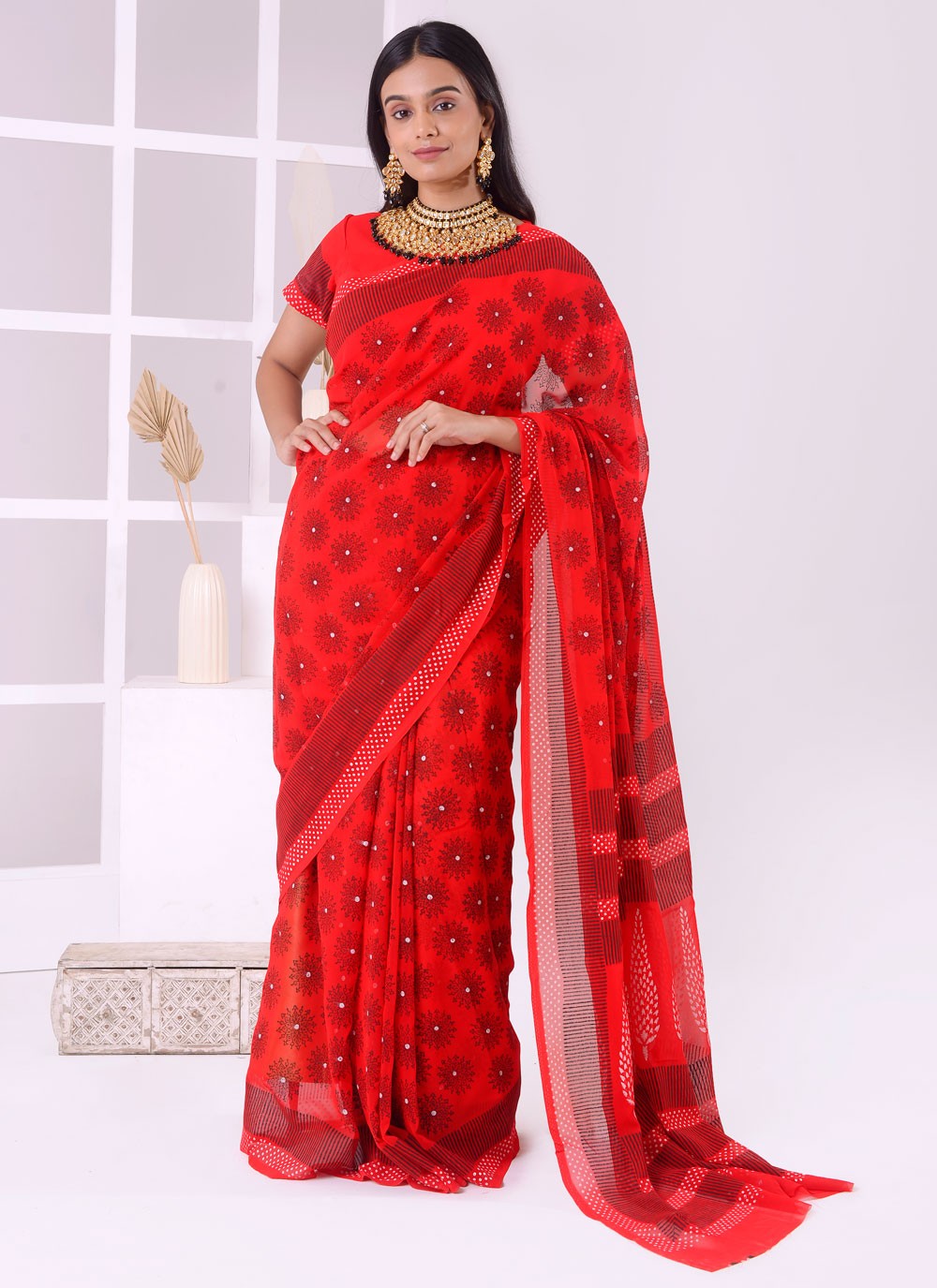 Classic Border Work Georgette Saree - S7887