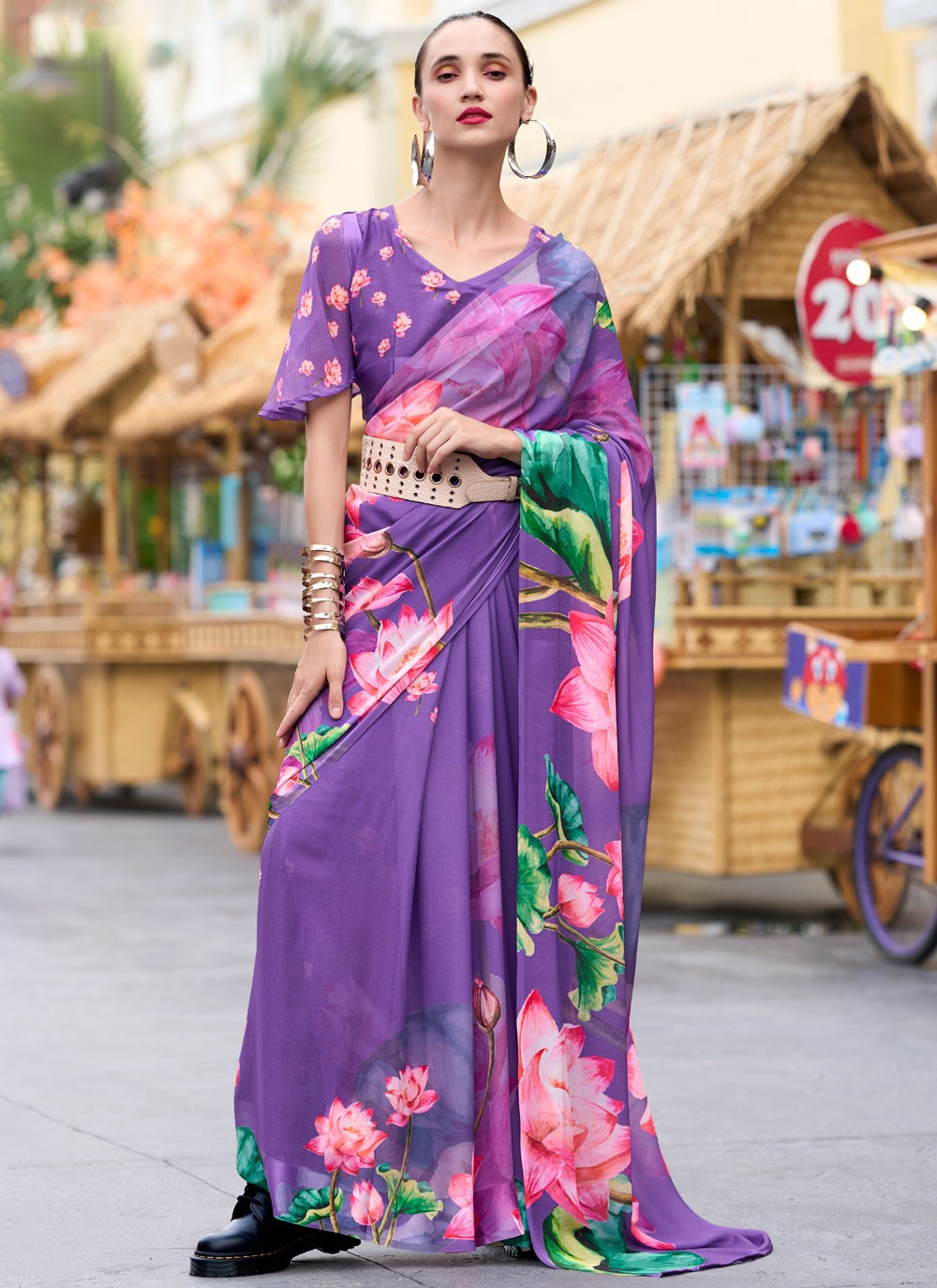 Classic Printed Georgette Saree - S8824