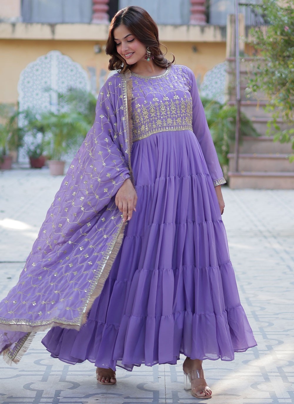 Embroidered Georgette Gown - G1929