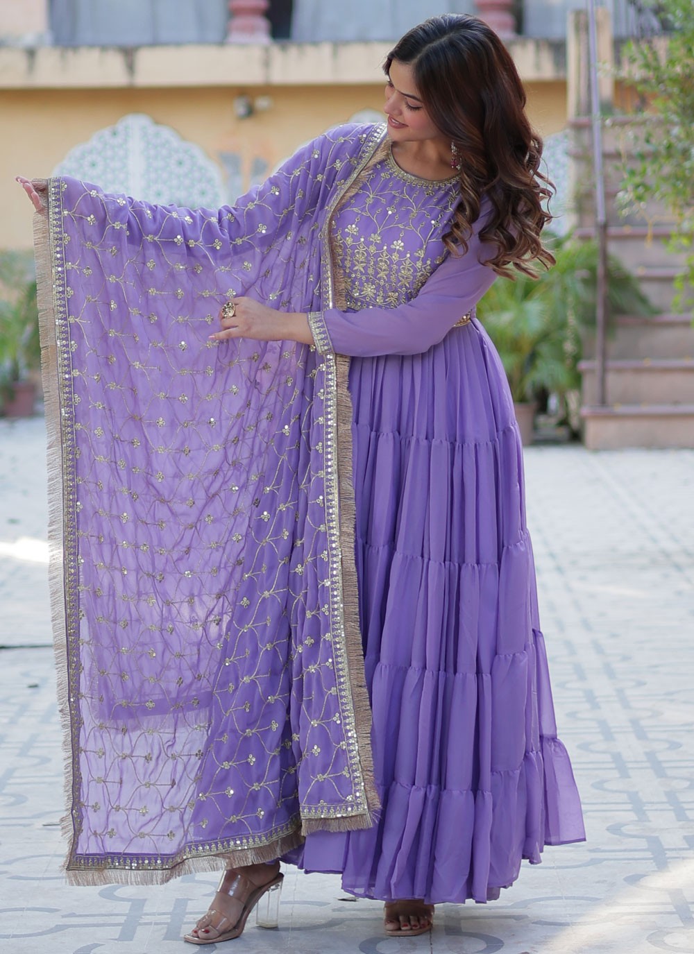 Embroidered Georgette Gown - G1929