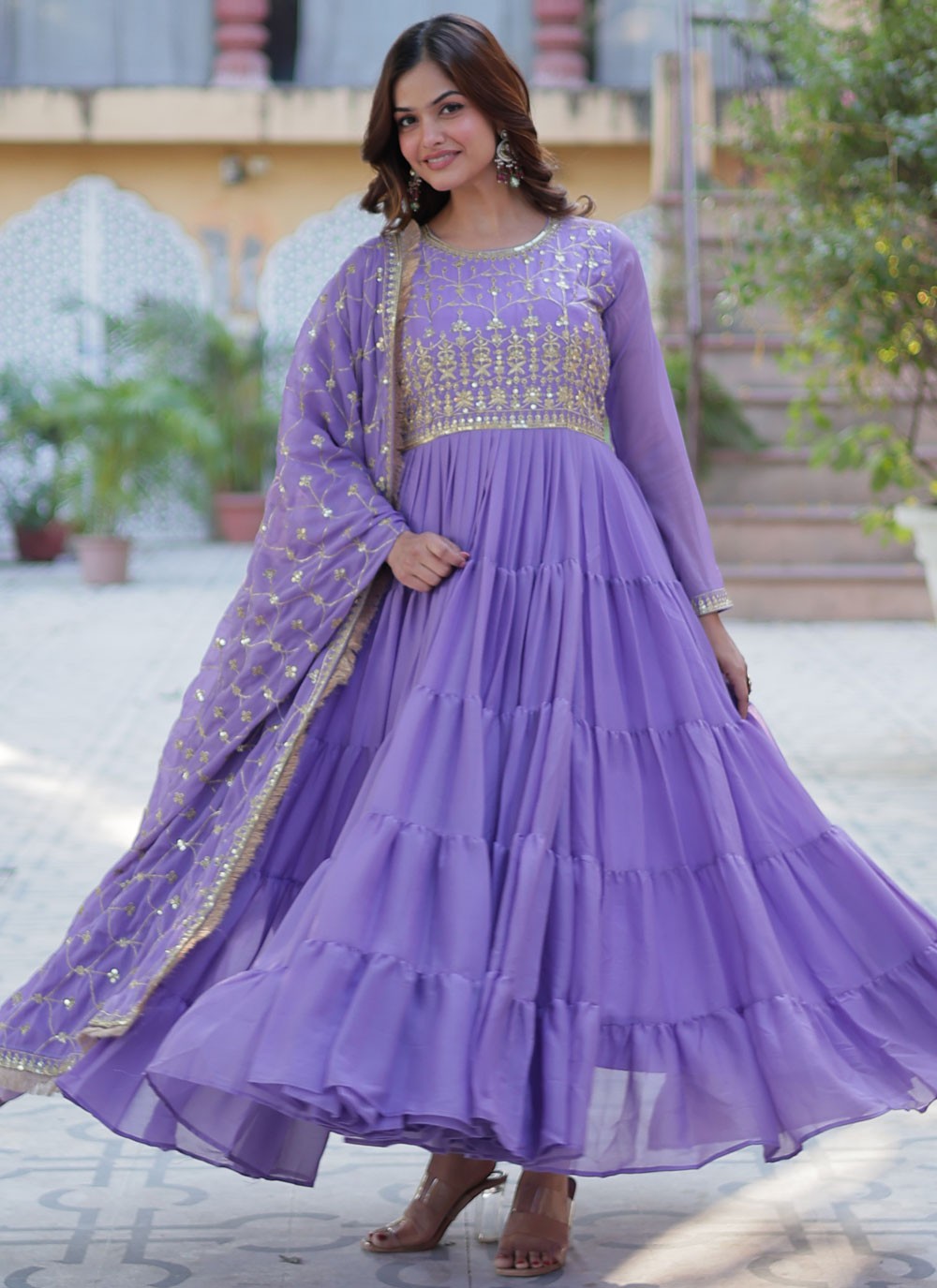 Embroidered Georgette Gown - G1929