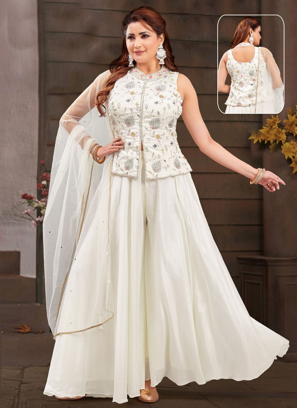 Salwar Suit Embroidered White Georgette T5724