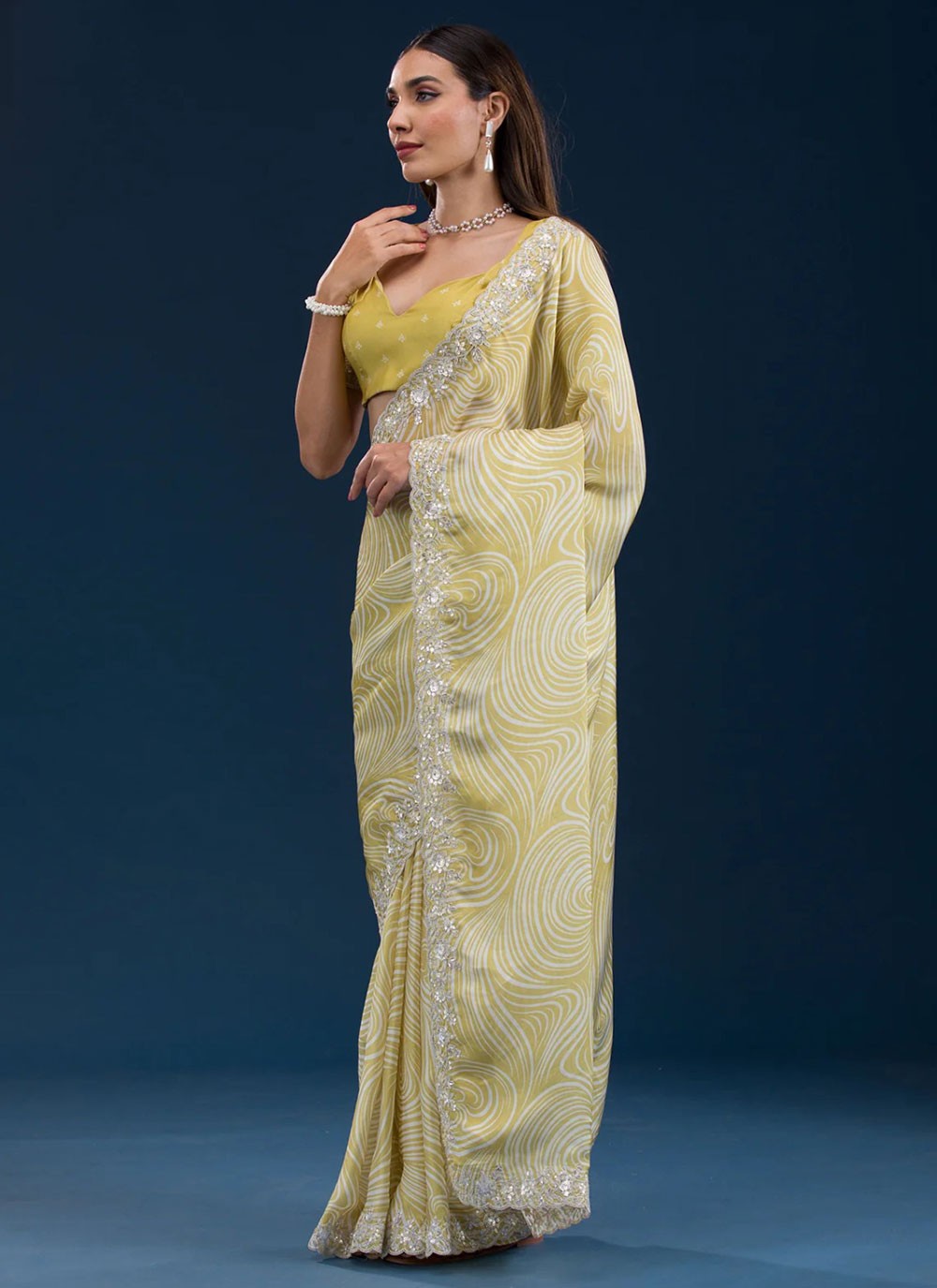 Contemporary Cord Yellow Georgette S12353
