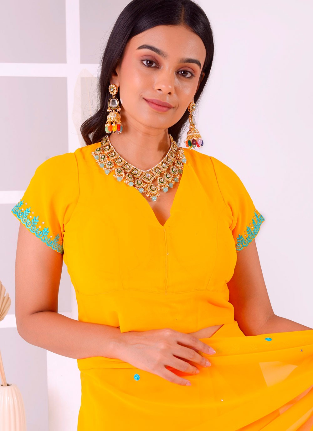 Classic Embroidered Georgette Saree - S7727