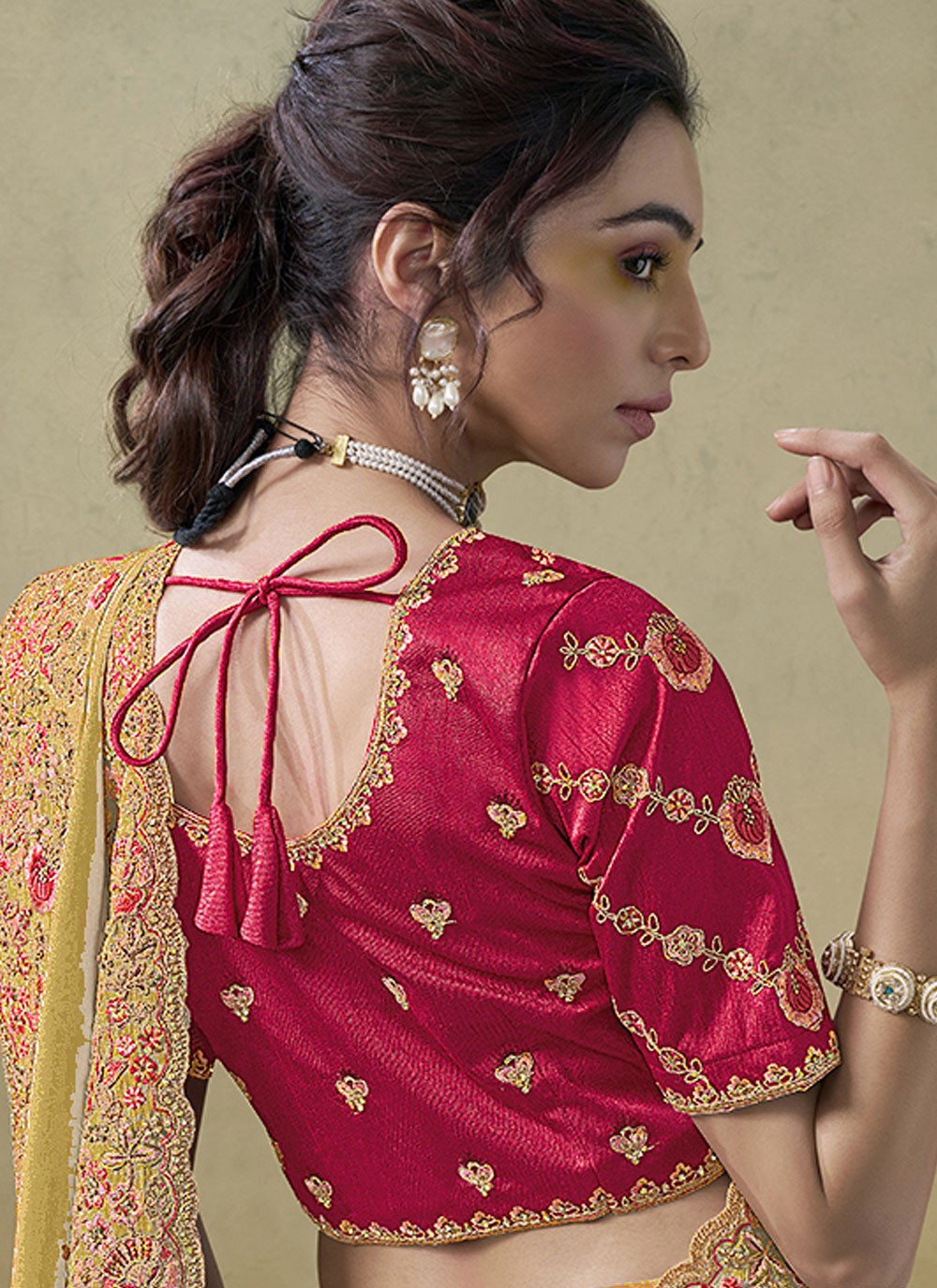 Cord Georgette Yellow Saree S13880