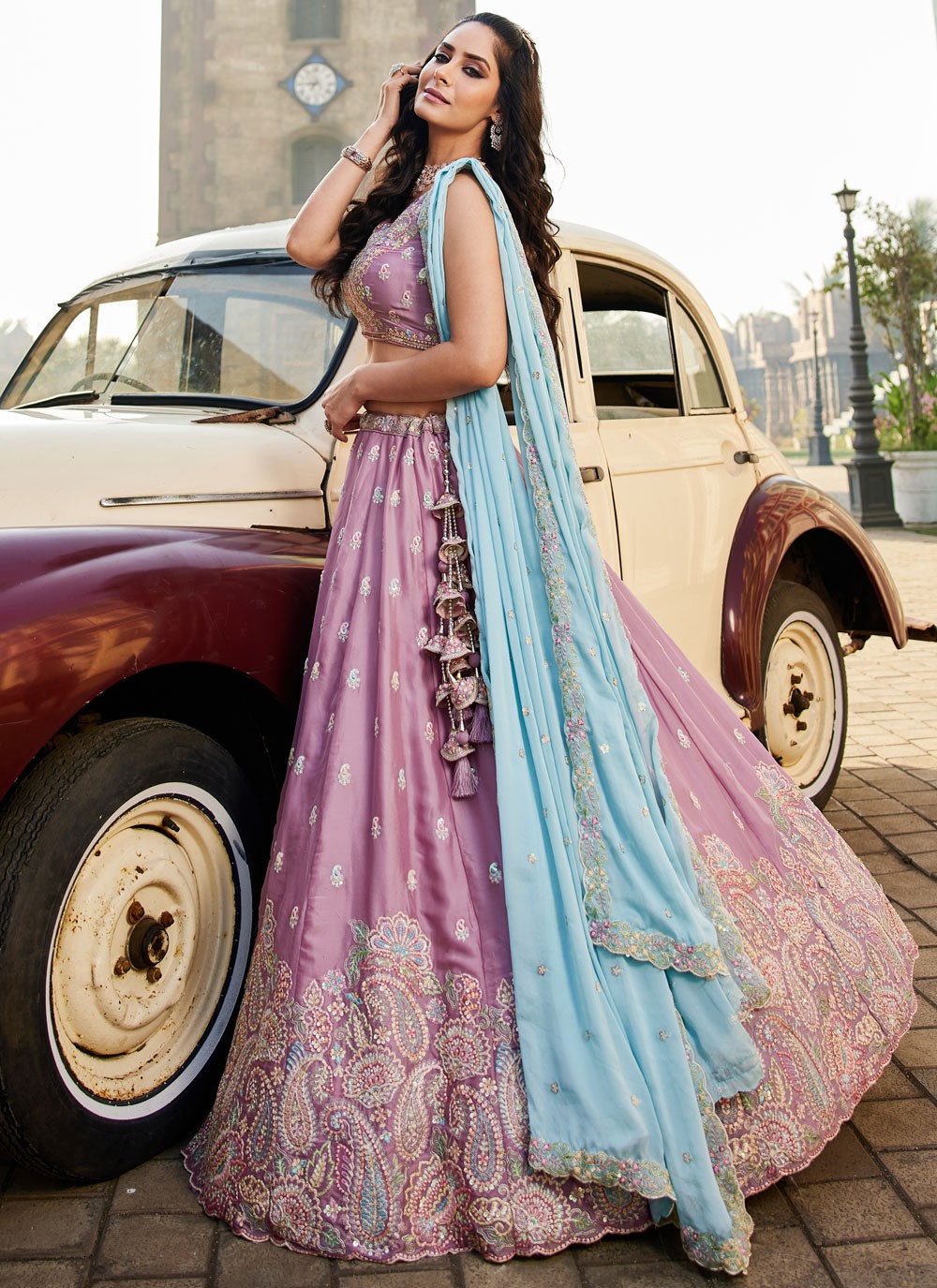 Georgette Engagement, Mehandi & Sangeet, Reception, Wedding A - Line Lehenga L3519