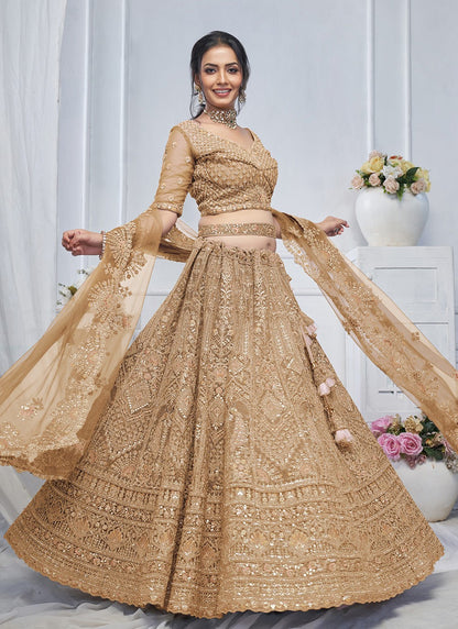 Embroidered Net Lehenga - L3176