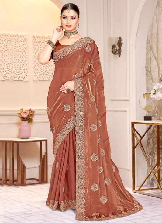 Gold Satin Silk Classic Saree Cord, Embroidered S20219