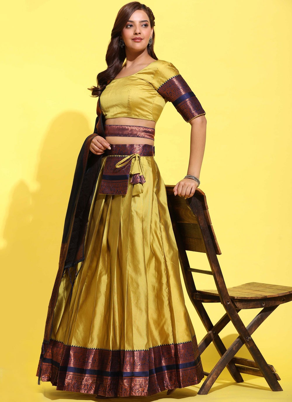 Woven Silk A - Line Lehenga - L2491