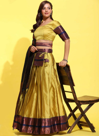 Woven Silk A - Line Lehenga - L2491