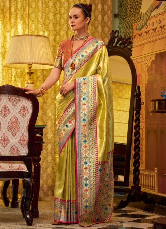 Weaving Zari Silk Gold Saree S14621