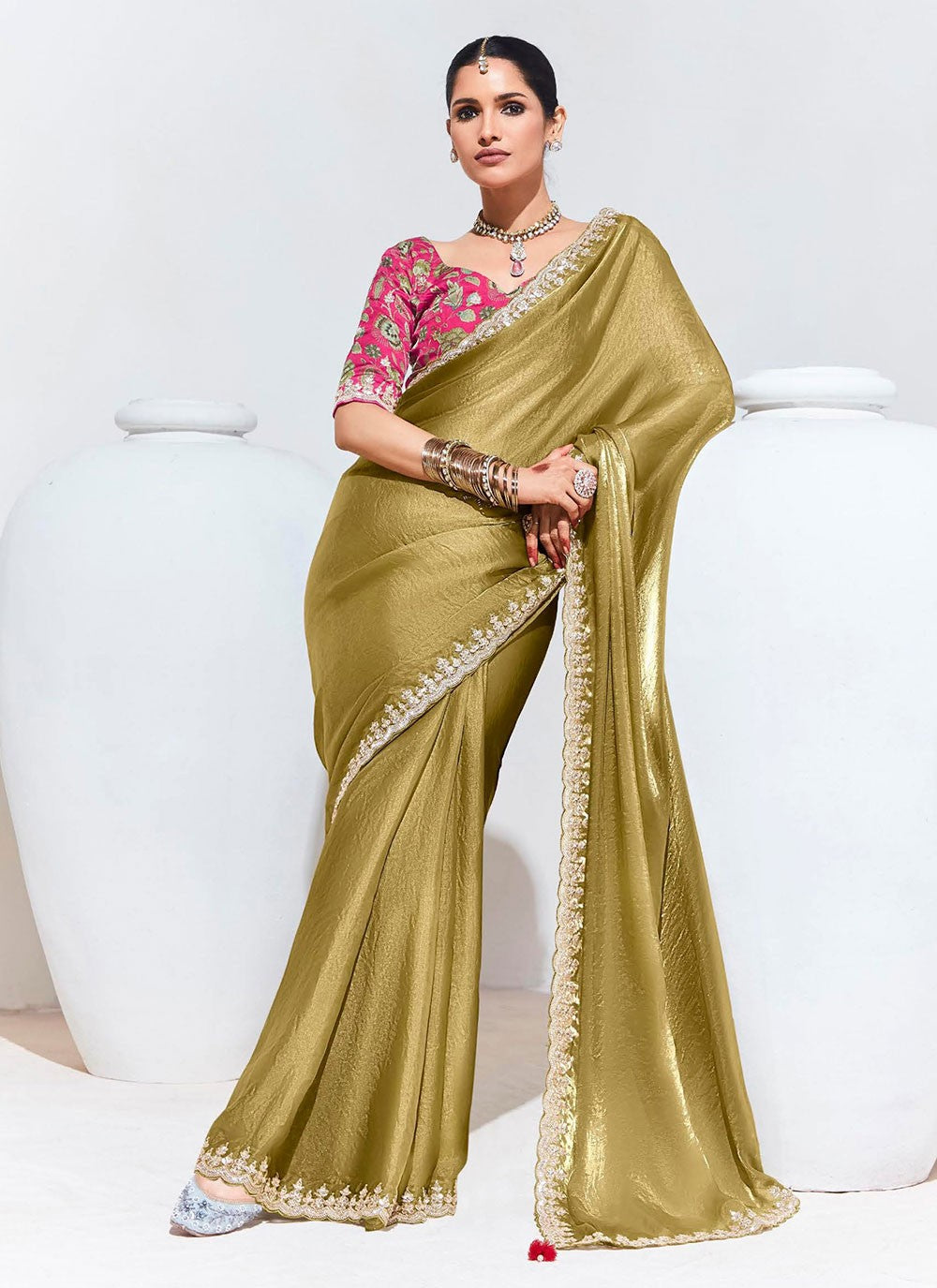 Classic Embroidered Organza Saree - S7248