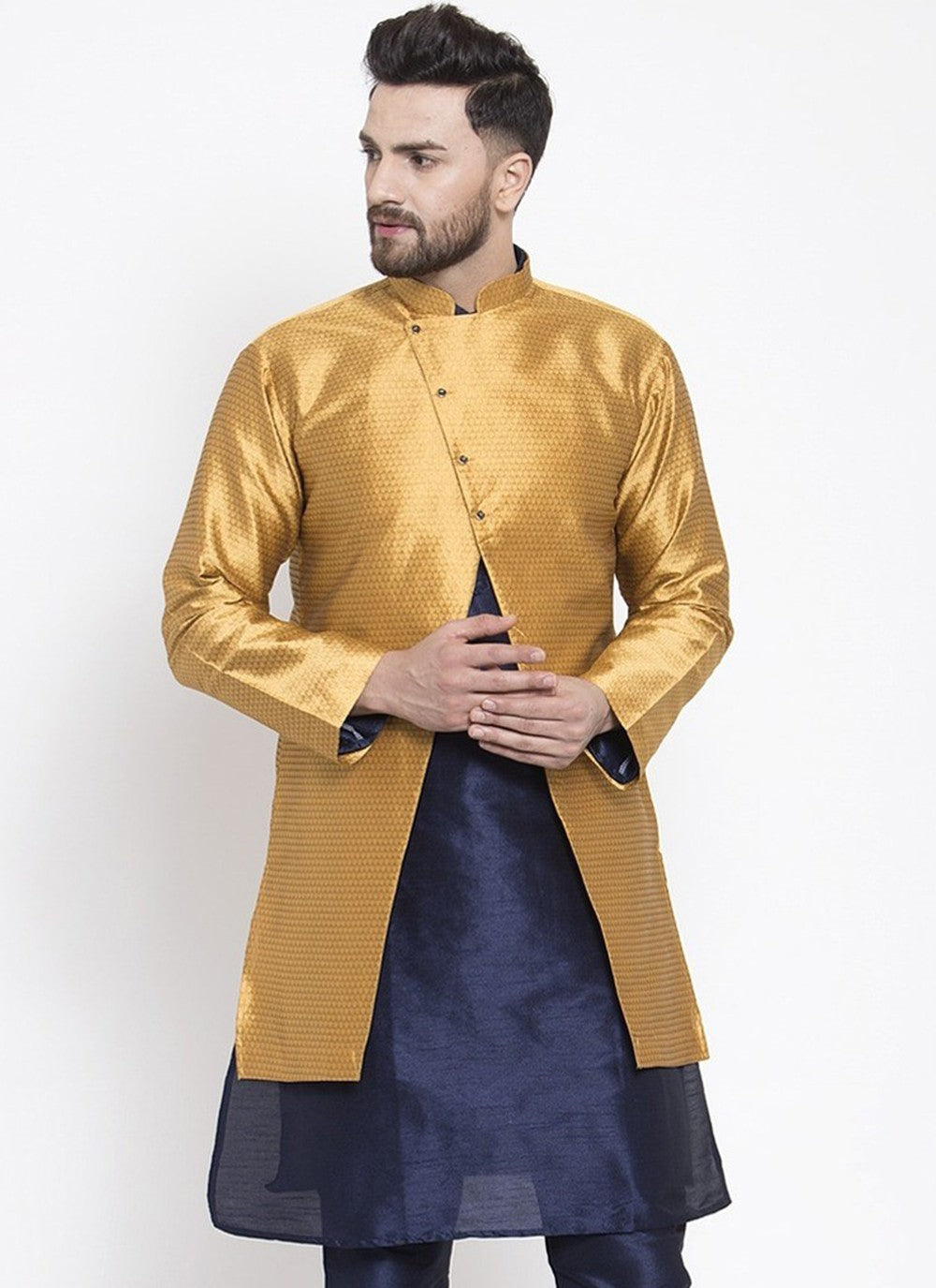 Fancy Work Dupion Silk Gold Jacket Style - M3213