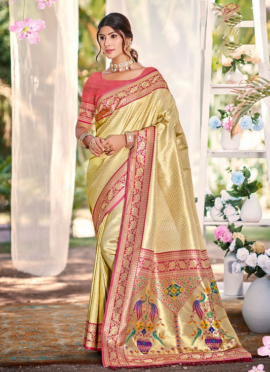 Gold Kanjivaram Silk Classic Saree Weaving Zari S17779